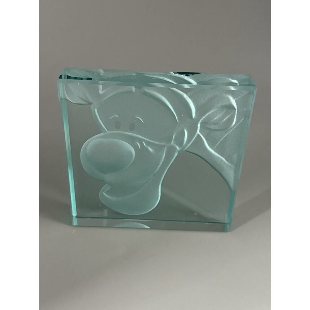 Disney Robert Guenther Signed Tigger Etched Glass 4x4 Paperweight 321/1000 - Picture 3 of 10